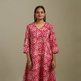 A-line embroidered cotton hand batik kurta for women 14