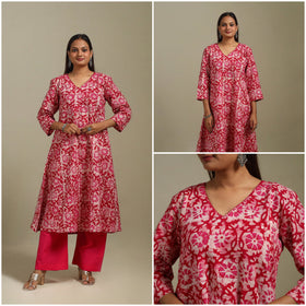 A-line embroidered cotton hand batik kurta for women 14