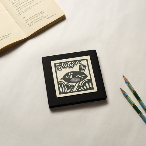 Little bird - handpainted handmade paper diary 09