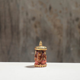 Lord Ganesha - Hand Carved Kadam Wood Handpainted Sculpture