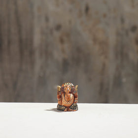 Lord Ganesha - Hand Carved Kadam Wood Handpainted Sculpture