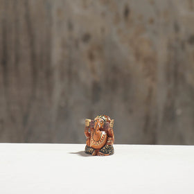 Lord Ganesha - Hand Carved Kadam Wood Handpainted Sculpture