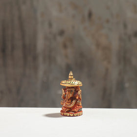 Lord Ganesha - Hand Carved Kadam Wood Handpainted Sculpture