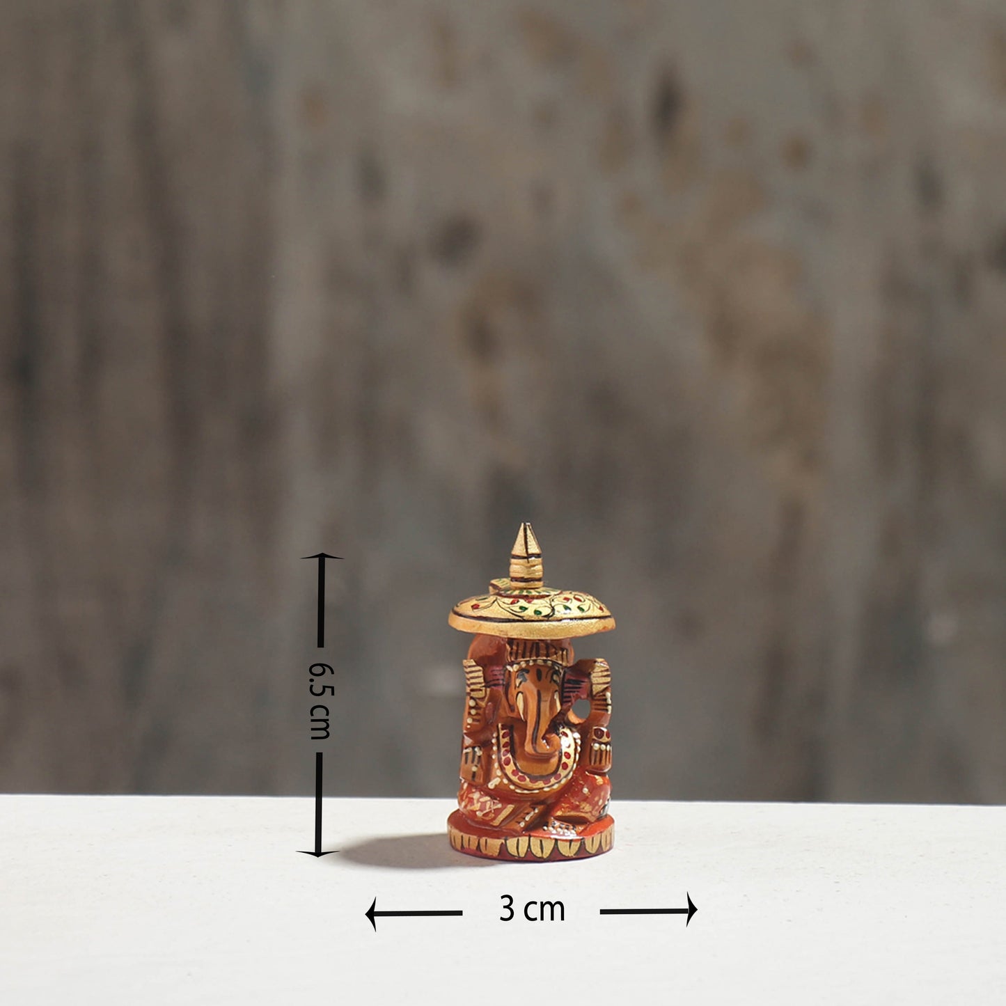 Lord Ganesha - Hand Carved Kadam Wood Handpainted Sculpture