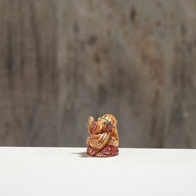 Lord Ganesha - Hand Carved Kadam Wood Handpainted Sculpture