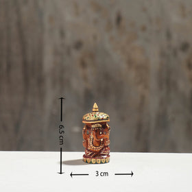 Lord Ganesha - Hand Carved Kadam Wood Handpainted Sculpture