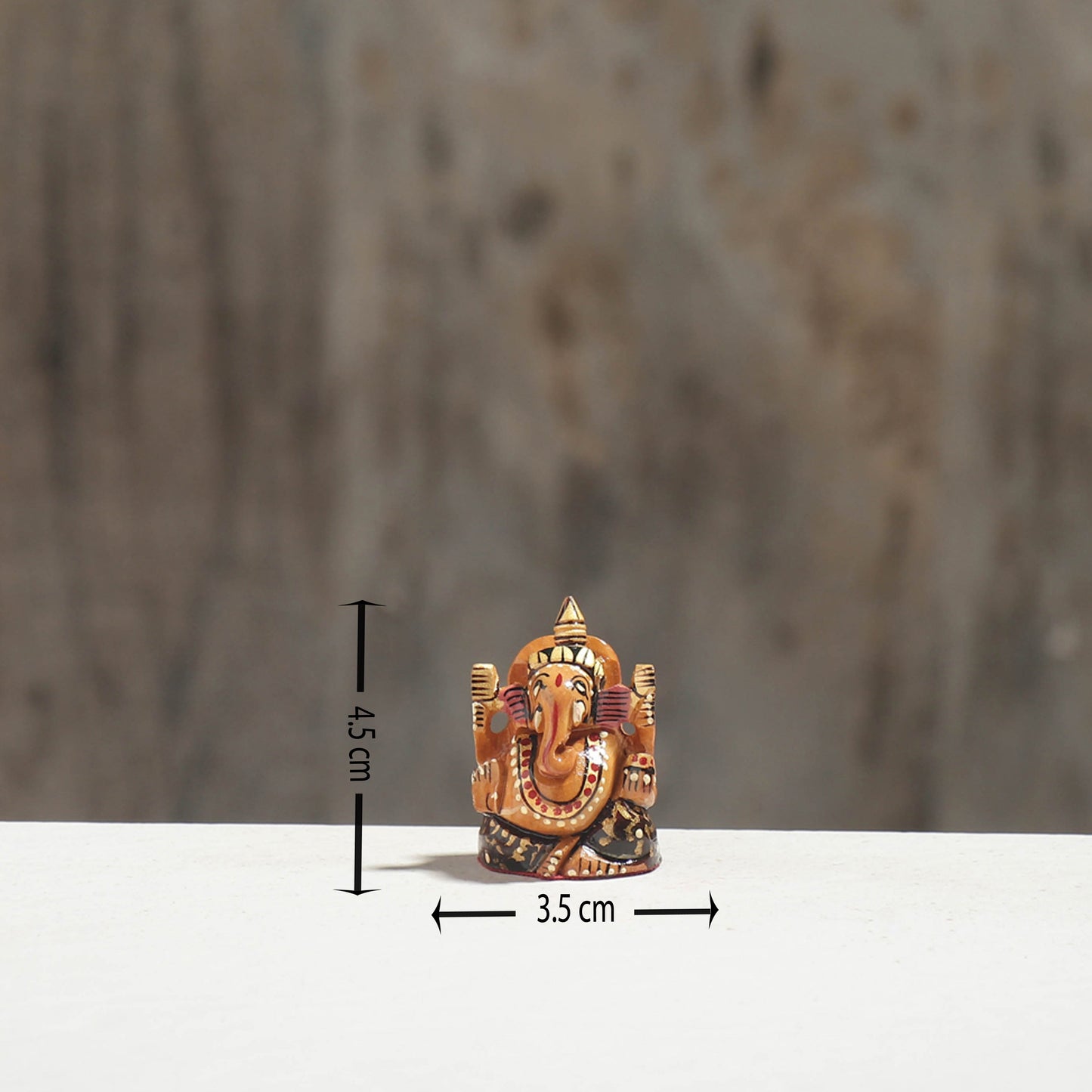 Lord Ganesha - Hand Carved Kadam Wood Handpainted Sculpture