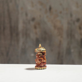 Lord Ganesha - Hand Carved Kadam Wood Handpainted Sculpture