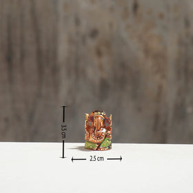 Lord Ganesha - Hand Carved Kadam Wood Handpainted Sculpture