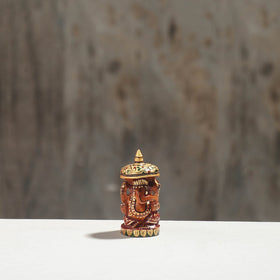 Lord Ganesha - Hand Carved Kadam Wood Handpainted Sculpture