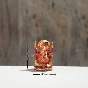 Lord Ganesha - Hand Carved Kadam Wood Handpainted Sculpture