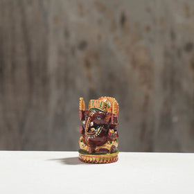 Lord Ganesha - Hand Carved Kadam Wood Handpainted Sculpture