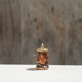 Lord Ganesha - Hand Carved Kadam Wood Handpainted Sculpture