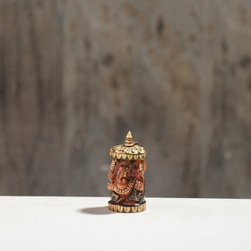 Lord Ganesha - Hand Carved Kadam Wood Handpainted Sculpture