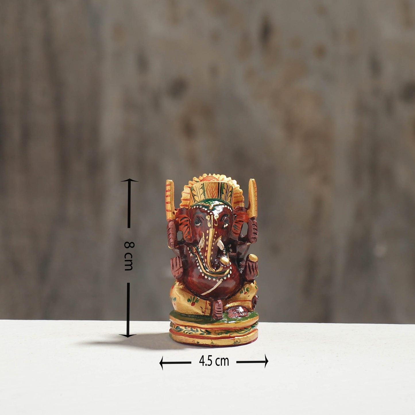 Lord Ganesha - Hand Carved Kadam Wood Handpainted Sculpture
