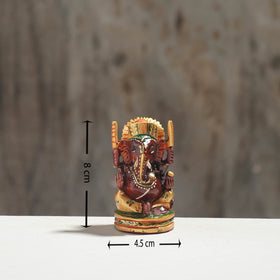 Lord Ganesha - Hand Carved Kadam Wood Handpainted Sculpture