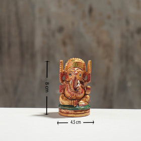 Lord Ganesha - Hand Carved Kadam Wood Handpainted Sculpture