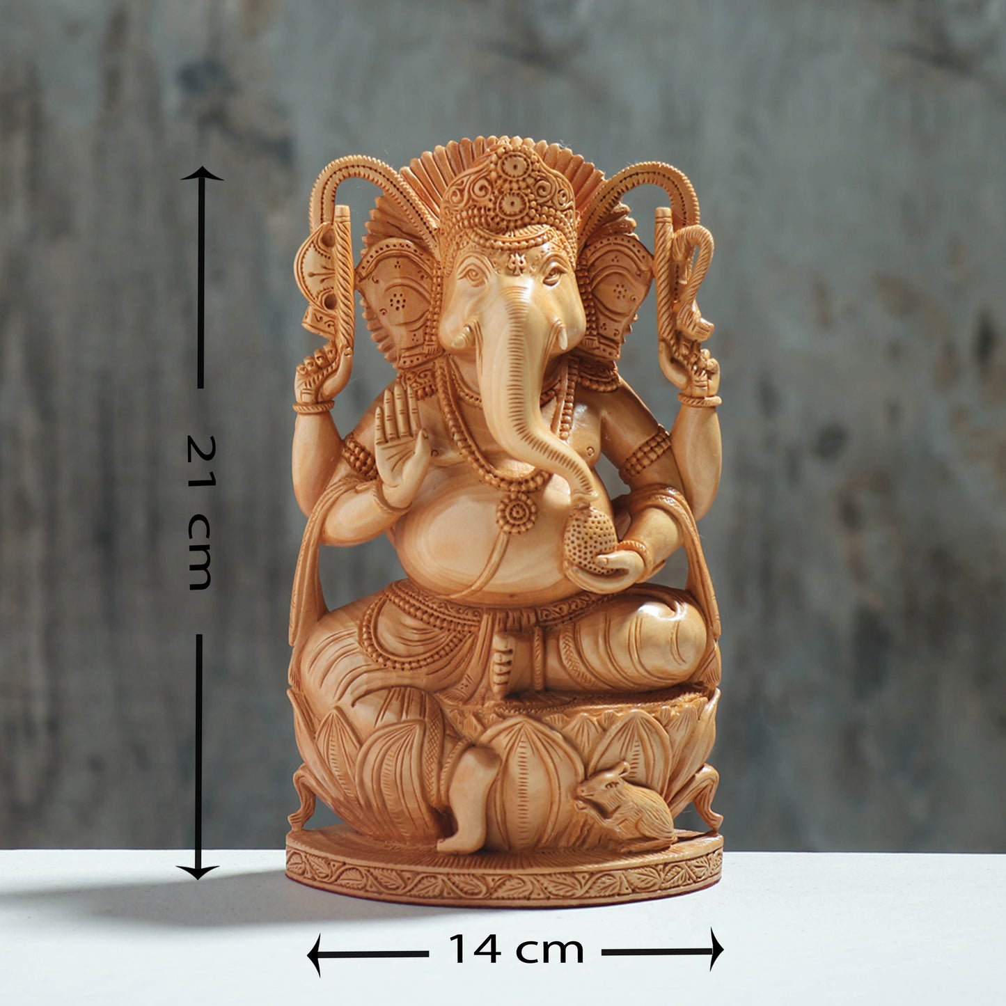 Lord Ganesha - Hand Carved Kadam Wood Sculpture