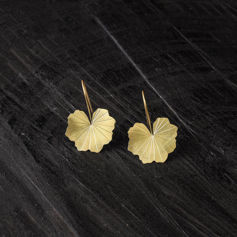 Lotus leaf - dokra brass handcrafted hook earrings 07