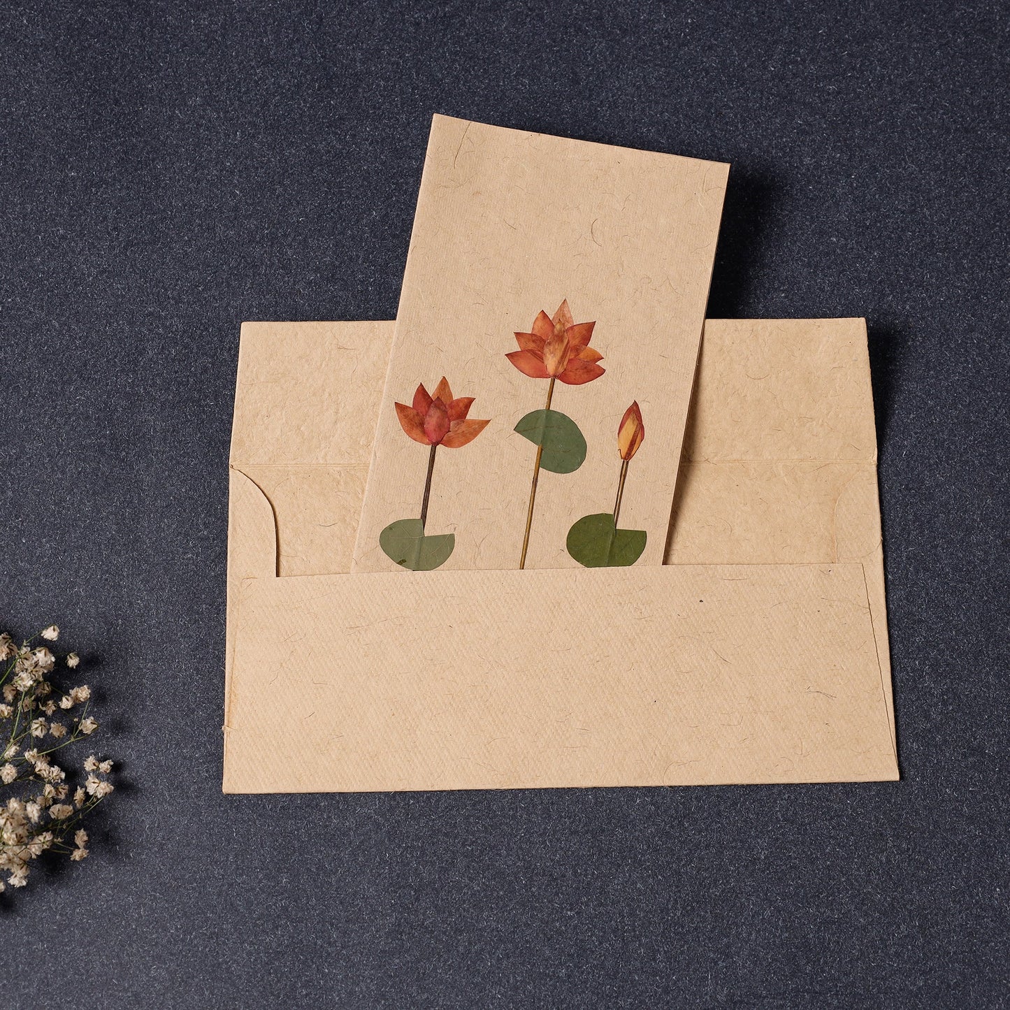 Lotus Pond - Flower Art Handmade Paper Greeting Card 