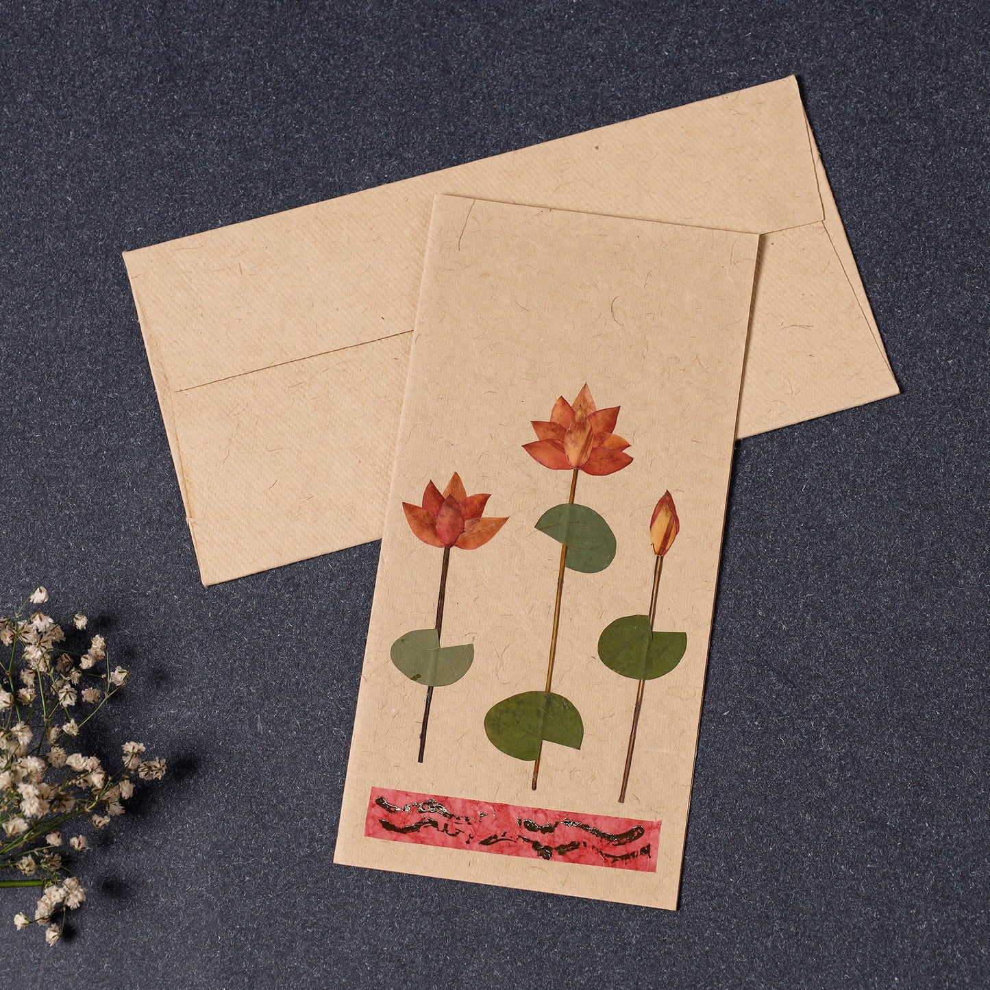 Lotus Pond - Flower Art Handmade Paper Greeting Card 