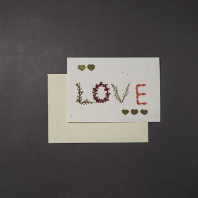 Love - Flower Art Handmade Paper Greeting Card 