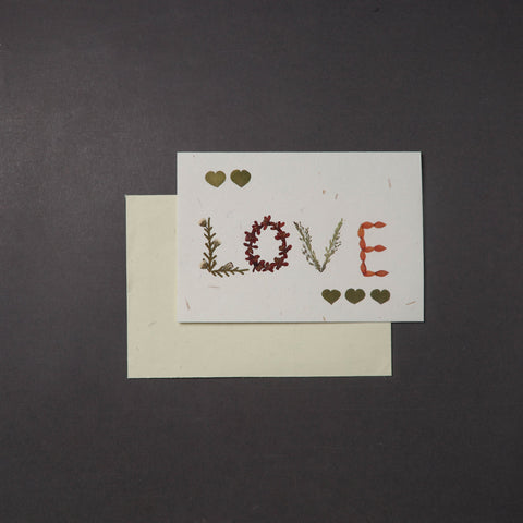 Love - Flower Art Handmade Paper Greeting Card 