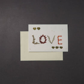 Love - Flower Art Handmade Paper Greeting Card 