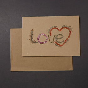 Love - Flower Art Handmade Paper Greeting Card 