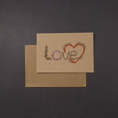 Love - Flower Art Handmade Paper Greeting Card 