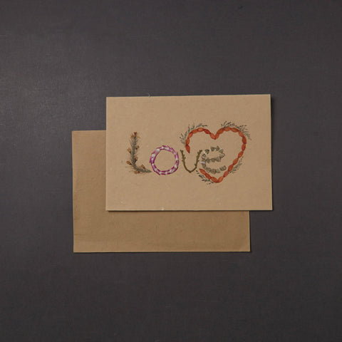 Love - Flower Art Handmade Paper Greeting Card 