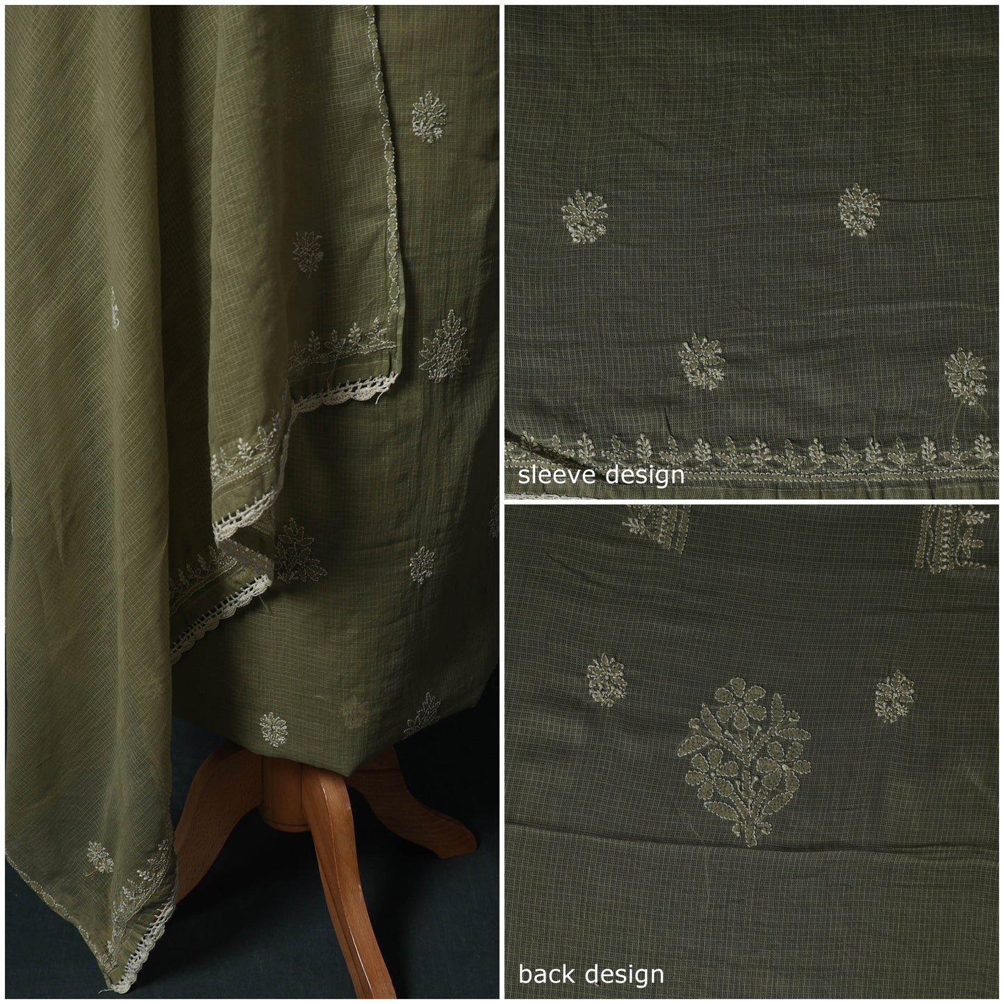 Lucknowi chikankari hand embroidered kota doria cotton 2pc