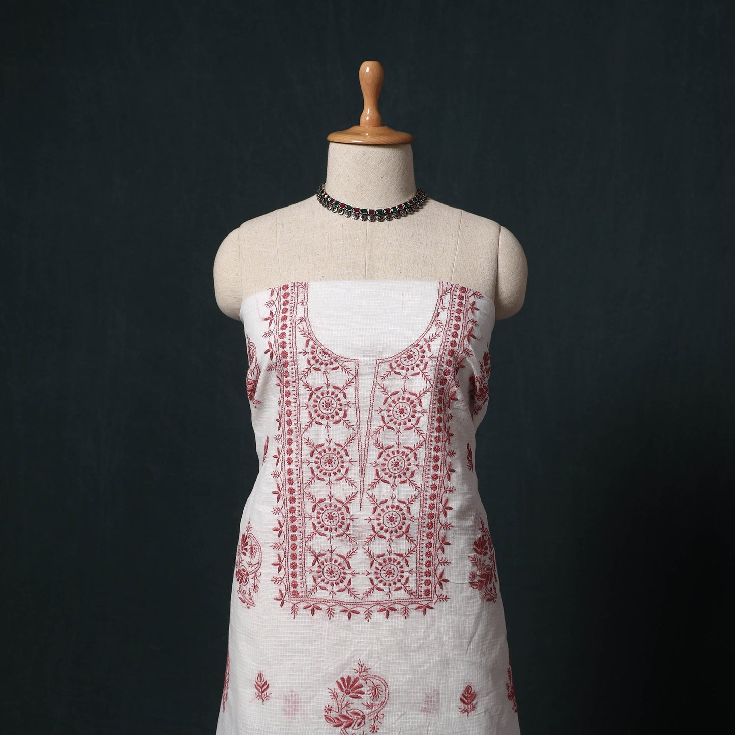 Lucknowi chikankari hand embroidered kota doria cotton 2pc