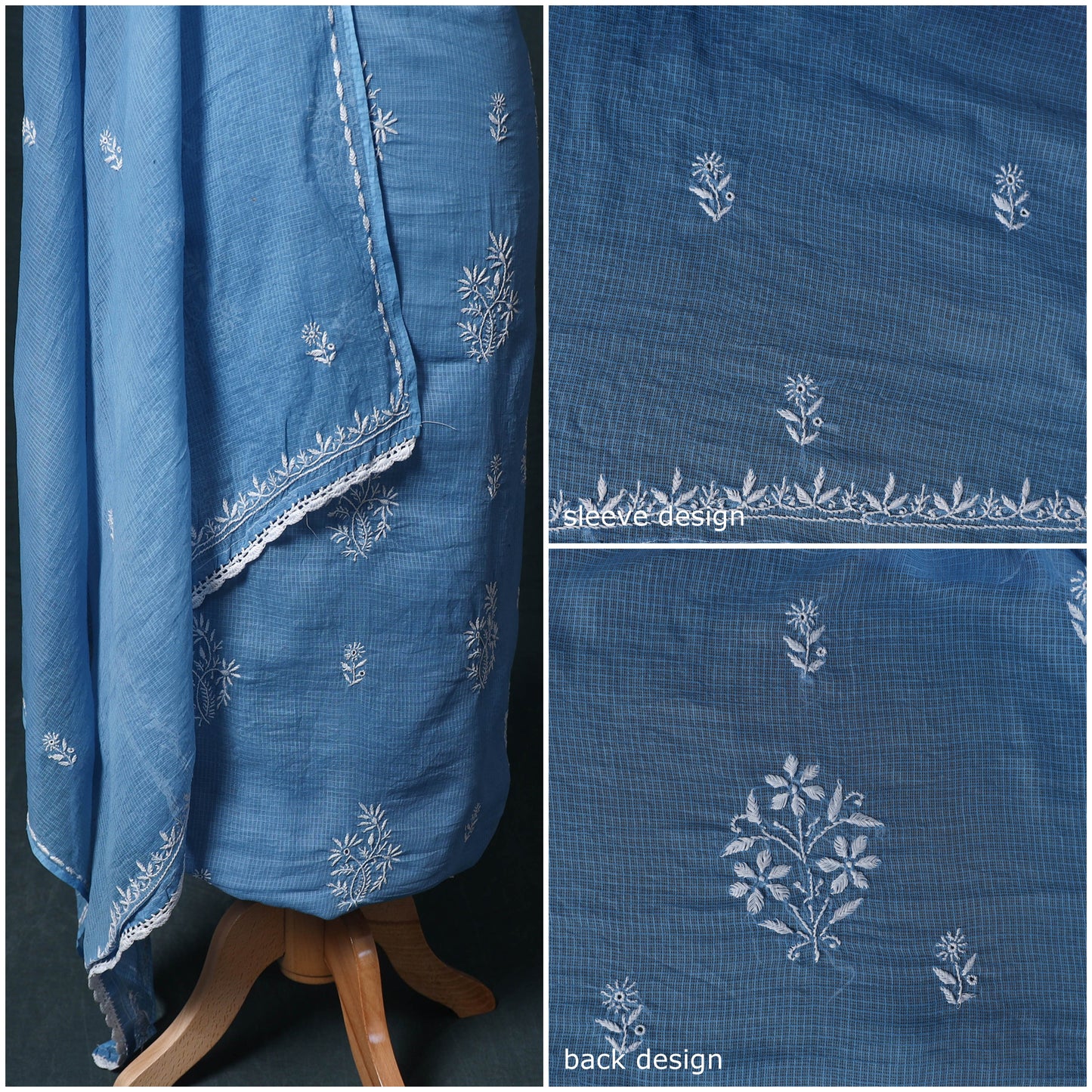 Lucknowi chikankari hand embroidered kota doria cotton 2pc