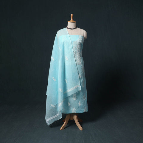 Lucknowi chikankari hand embroidered kota doria cotton 2pc