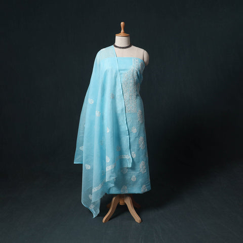 Lucknowi chikankari hand embroidered kota doria cotton 2pc