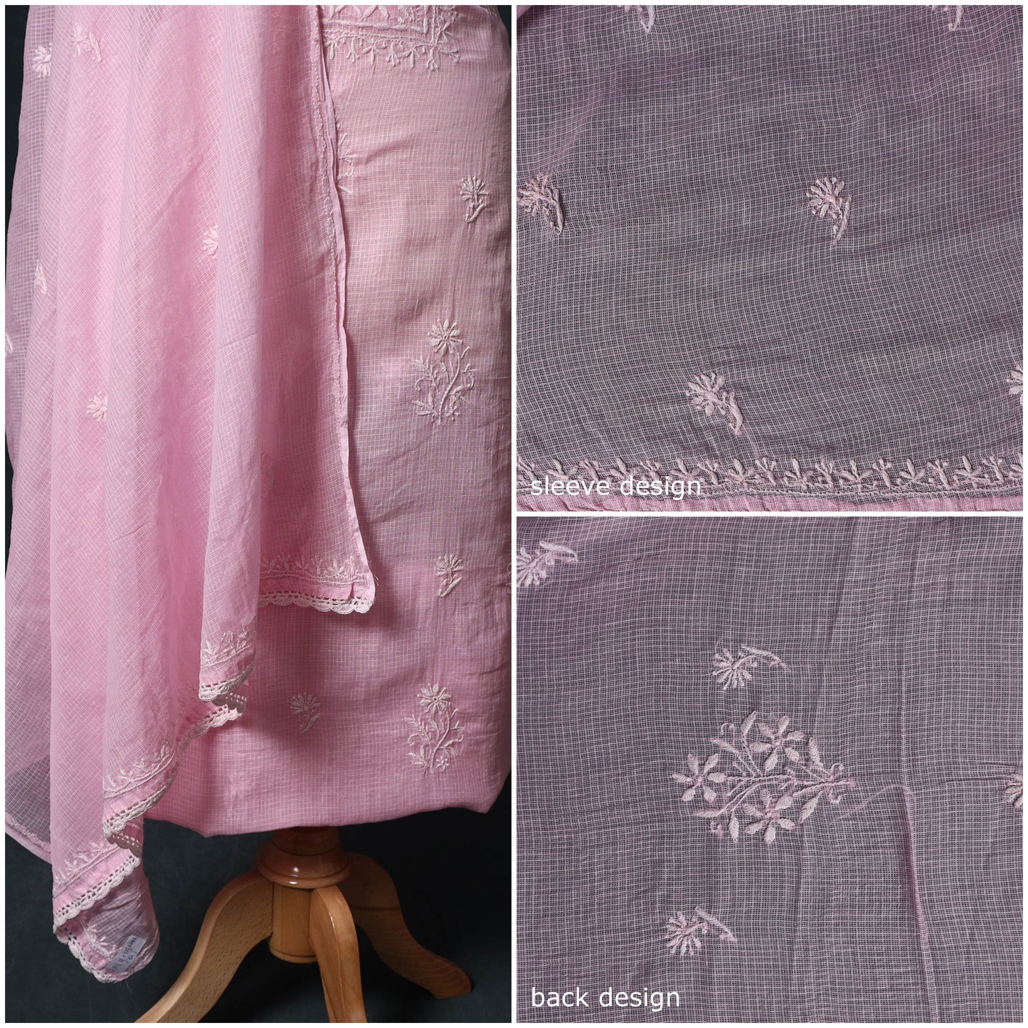 Lucknowi chikankari hand embroidered kota doria cotton 2pc