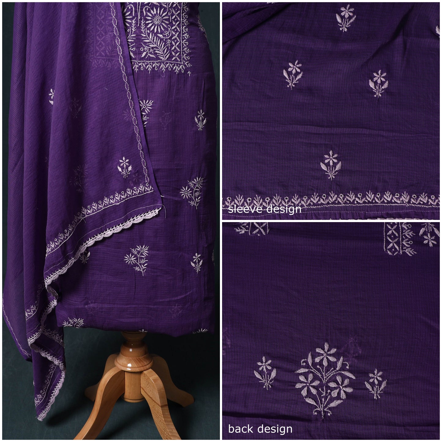 Lucknowi chikankari hand embroidered kota doria cotton 2pc