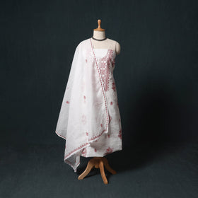 Lucknowi chikankari hand embroidered kota doria cotton 2pc