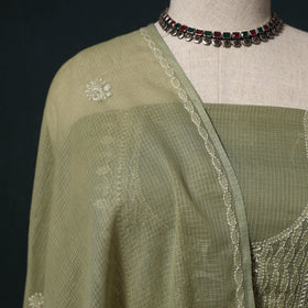 Lucknowi chikankari hand embroidered kota doria cotton 2pc
