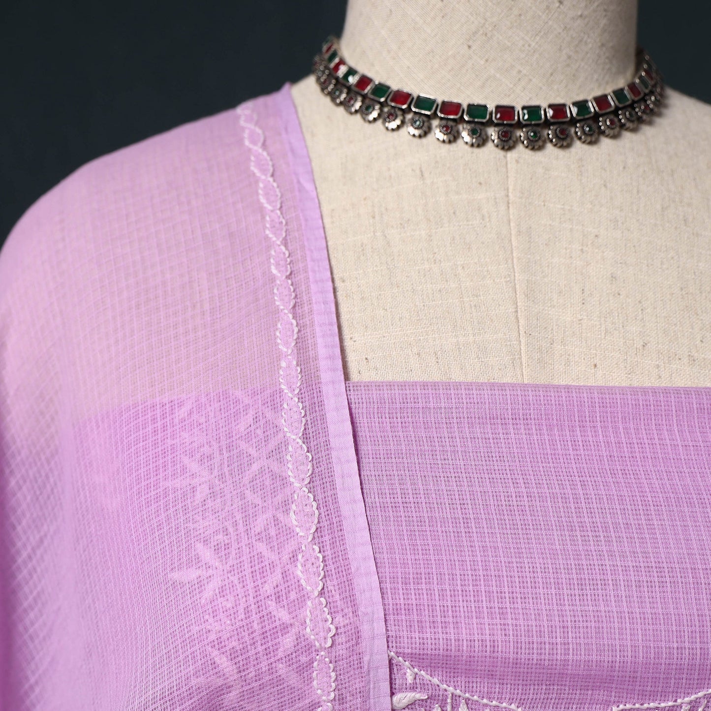 Lucknowi chikankari hand embroidered kota doria cotton 2pc