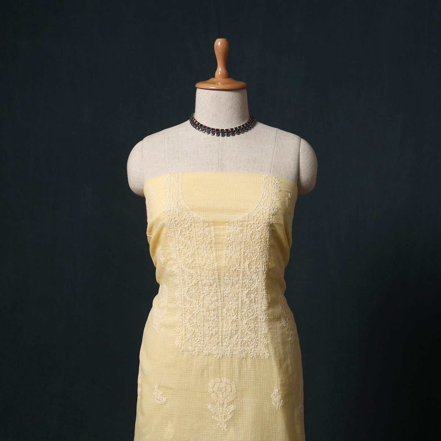 Lucknowi chikankari hand embroidered kota doria cotton 2pc