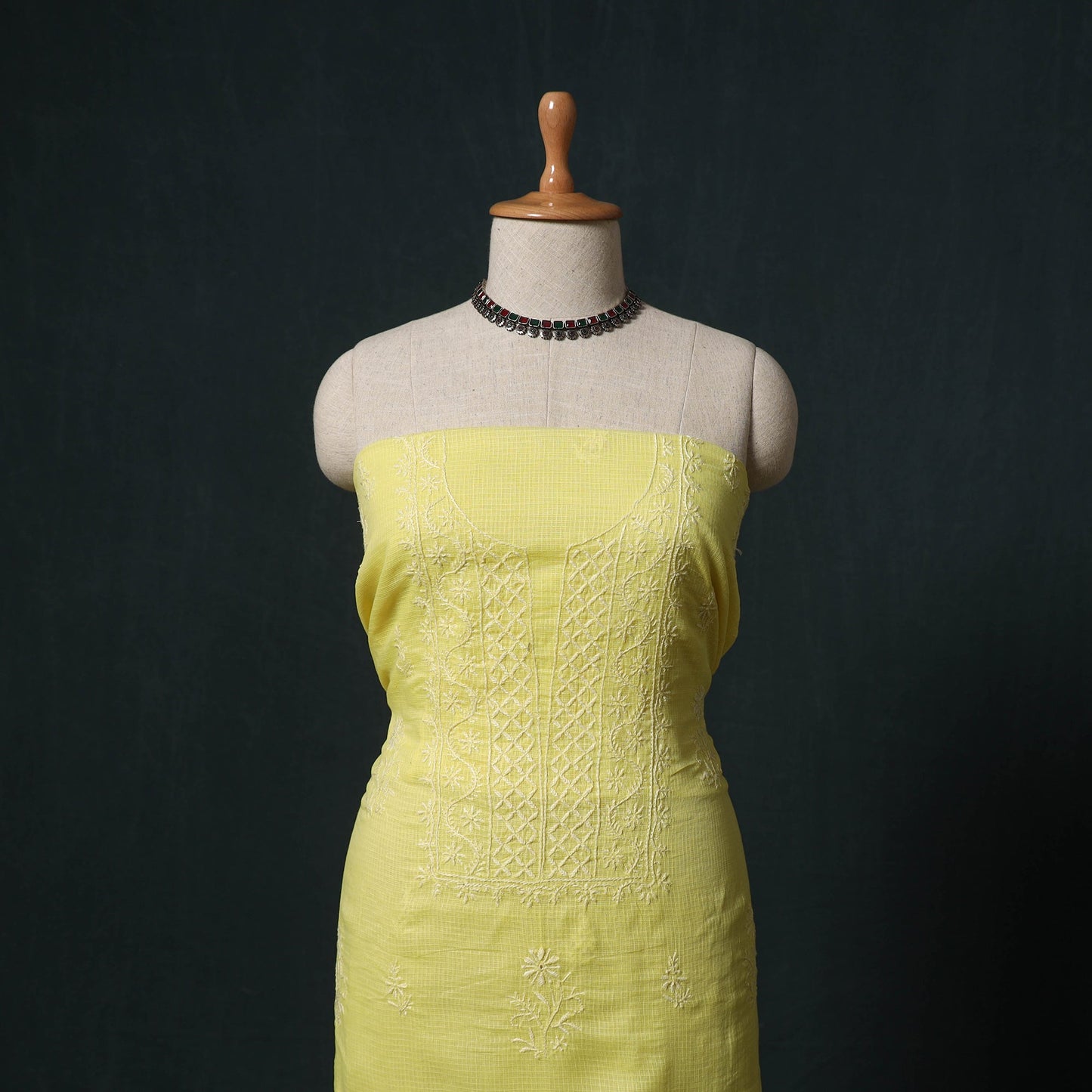 Lucknowi chikankari hand embroidered kota doria cotton 2pc