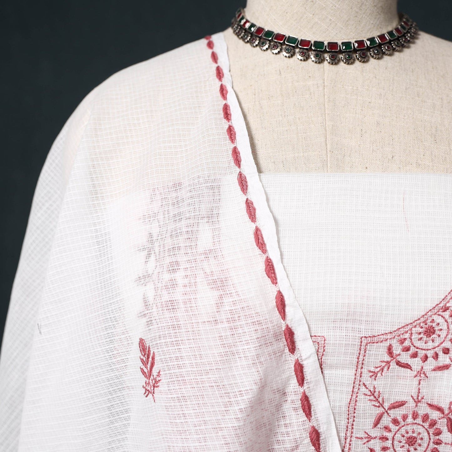 Lucknowi chikankari hand embroidered kota doria cotton 2pc