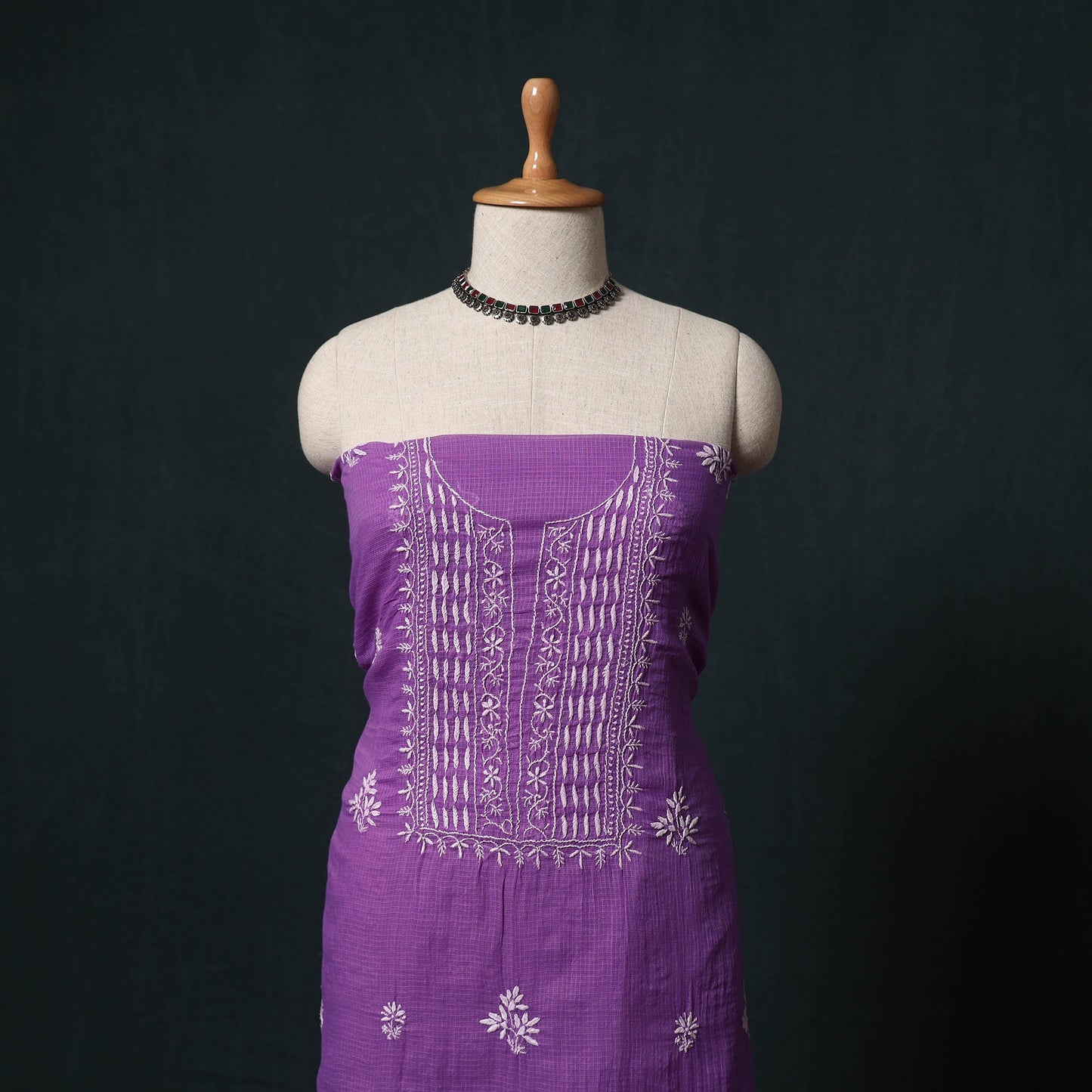 Lucknowi chikankari hand embroidered kota doria cotton 2pc