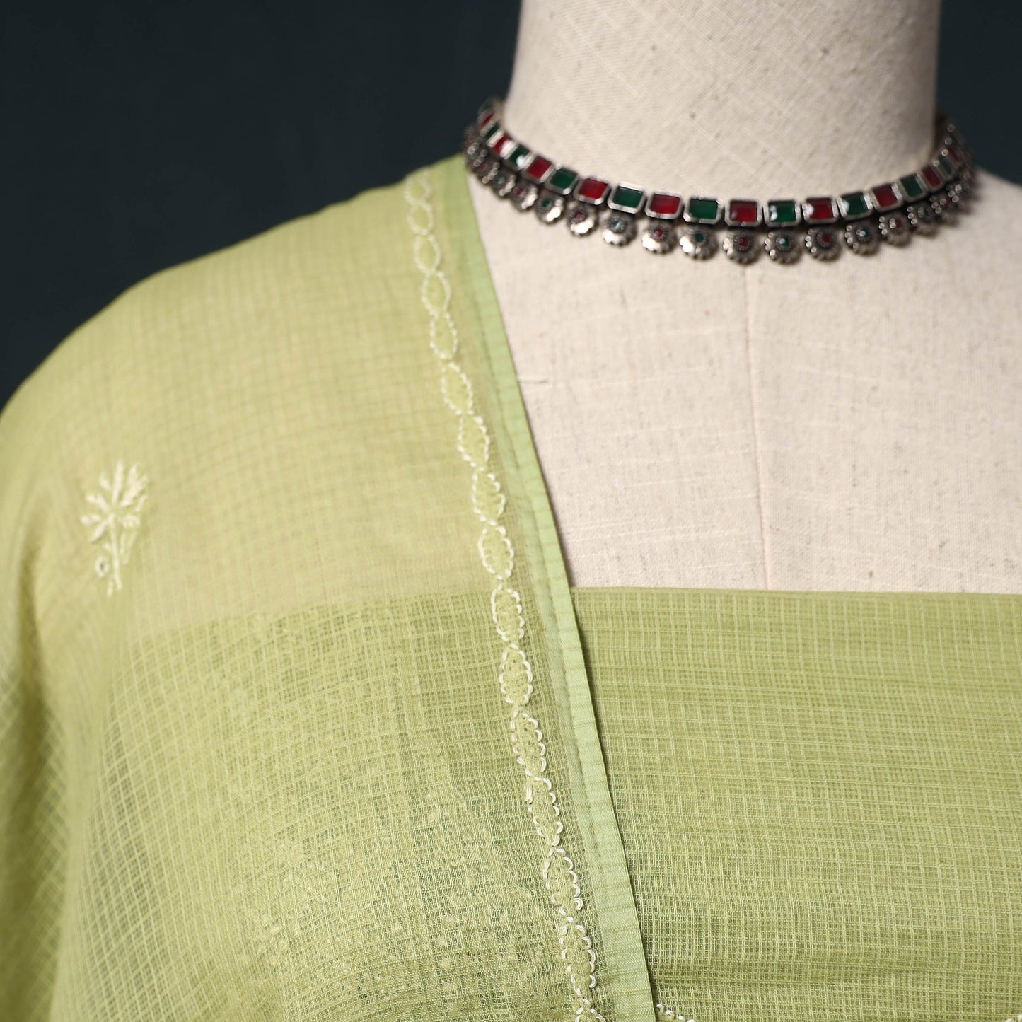 Lucknowi chikankari hand embroidered kota doria cotton 2pc