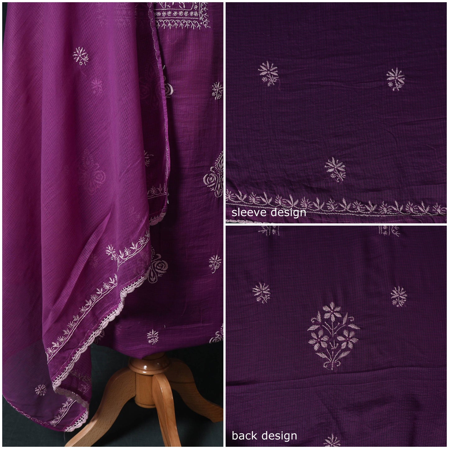 Lucknowi chikankari hand embroidered kota doria cotton 2pc