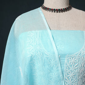 Lucknowi chikankari hand embroidered kota doria cotton 2pc