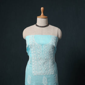 Lucknowi chikankari hand embroidered kota doria cotton 2pc