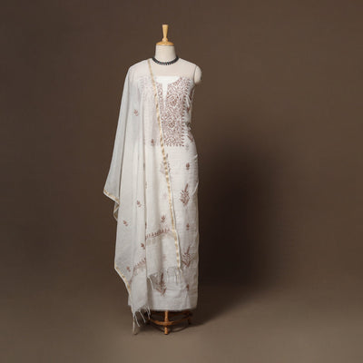 Lucknowi chikankari hand embroidered mul chanderi 2pc